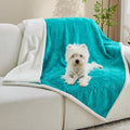 Qeils Pet Blankets for Cats - Waterproof Cat Blanket Washable - Sherpa Fleece Puppy Blanket, Soft Plush Reversible Throw Protector for Bed Couch Car Sofa, 30"X40", Teal