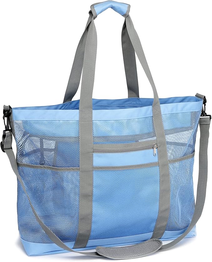 F-color Mesh Beach Bag Family - Large Tote Bag for Cruise Pool Toys Beach Vacation Essentials