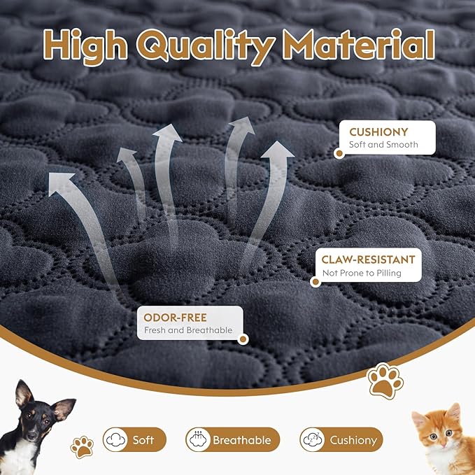 FunFurry Waterproof Dog Blanket, Couch Cover for Dogs Washable, Reversible Dog Bed Cover.(Dark＆Light Grey, 82 X 102 Inch - 1 Pack)