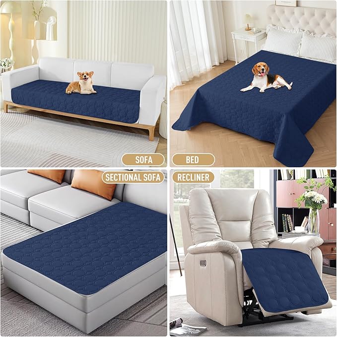 ZNSAYOTX Ultimate Cozy Blankets (52"x82") 100% Waterproof Bed Mat Blanket for Dog Pets, Couch Sofa Protector with Non-Slip Back Washable Durable, Pee Scratch Proof Easy to Clean (Navy Blue)