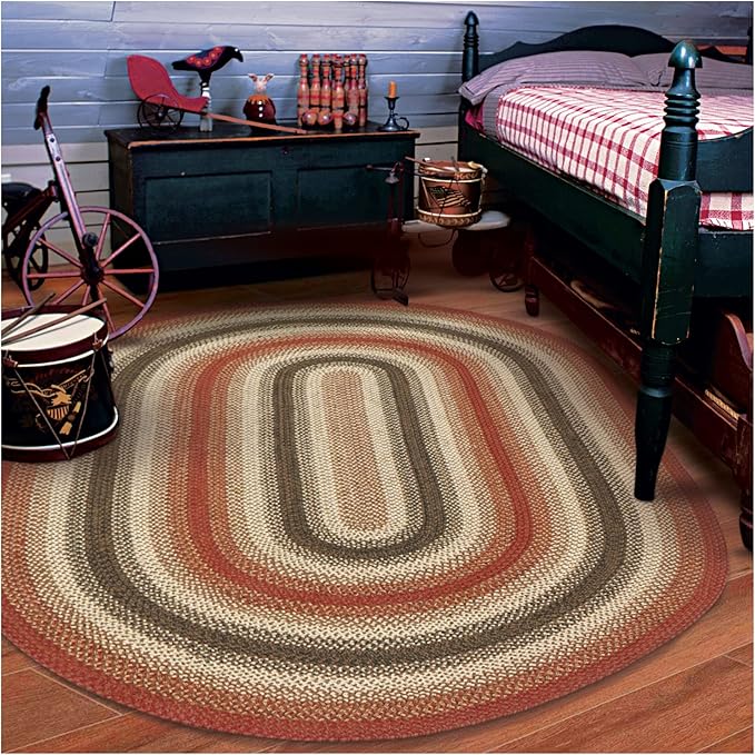 Homespice Chester Oval Area Rugs 6x9' - Jute Oval Braided Rug for Bedroom and Living Room