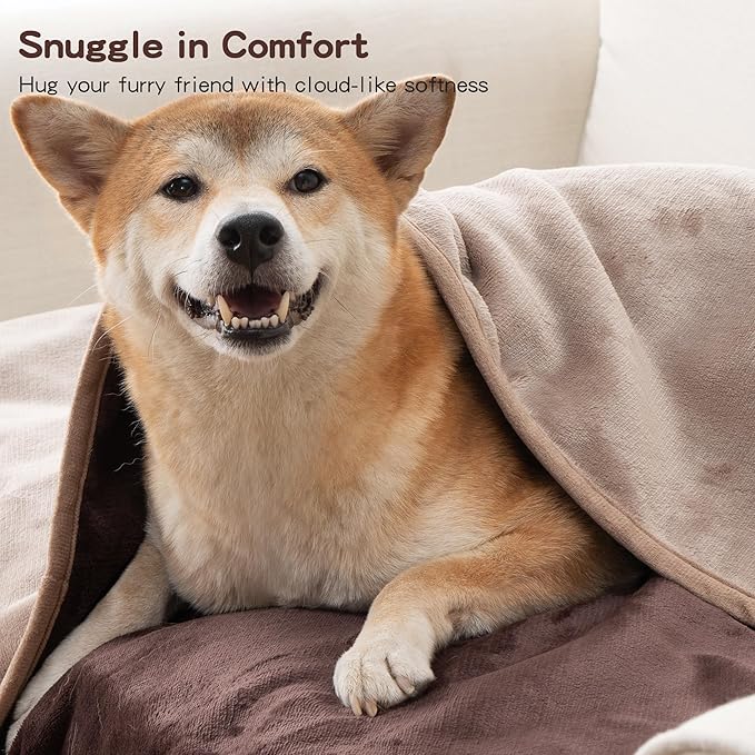 CAPT.SNOOZE Water Proof Blanket 50x60 Inches - Reversible Flannel Blanket for Bed, Sofa,Couch- Spillproof, Leakproof Soft Double-Sided Brown Throw Blanket for Adults, Pets, Couples