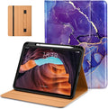 DTTO for iPad (A16) 11th Generation Case 11 Inch 2025, iPad 10th Generation Case 10.9 Inch 2022, Premium Leather Business Folio Stand Cover with Pencil Holder - Auto Wake/Sleep, Royal Marble