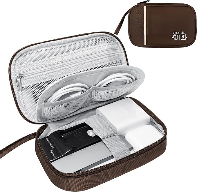 Lcsmaokin Travel Cable Organizer Bag Pouch Electronic Accessories Carry Case Portable Waterproof All-in-One Storage Bag for Cable,Charger, Phone, Hard Drive，SD Card-Coffee