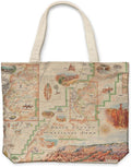 Xplorer Maps Canvas Tote Bag with Handles, Cloth Grocery Shopping Bag, Reusable & Eco-friendly Bag, 100% Cotton, Washable