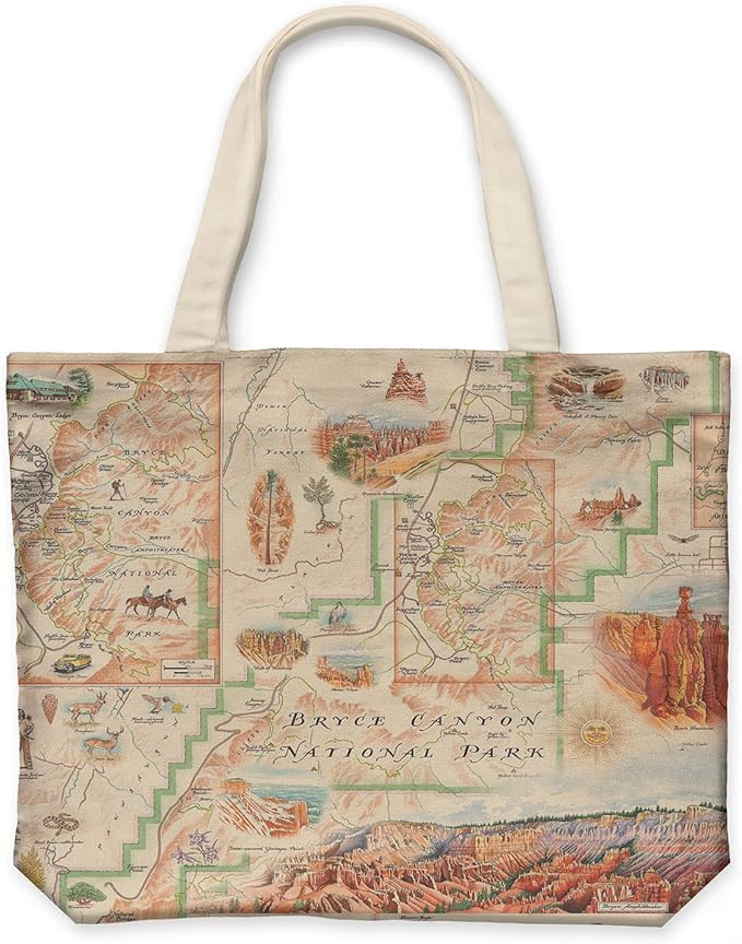 Xplorer Maps Canvas Tote Bag with Handles, Cloth Grocery Shopping Bag, Reusable & Eco-friendly Bag, 100% Cotton, Washable