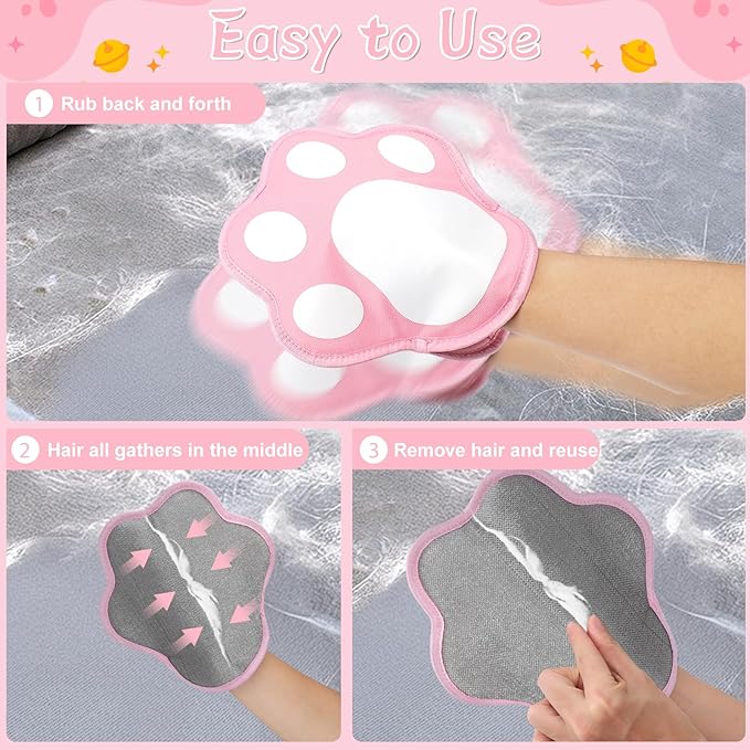 Mity rain 1PCS Pet Hair Removal Glove, Reusable Magical Brush Pet Hair for Cats & Dogs, Electrostatic Pet Hair Remover for Laundry, Carpet, Furniture, Car, Bedding, Easy Cleaning & Grooming Tool Pink