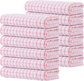 Kitinjoy Cotton 12 Pack Terry Kitchen Towels, 16 x 25 Inches Super Soft and Absorbent Dish Towels, Quick Drying Hand Towels for Kitchen Drying, Pink