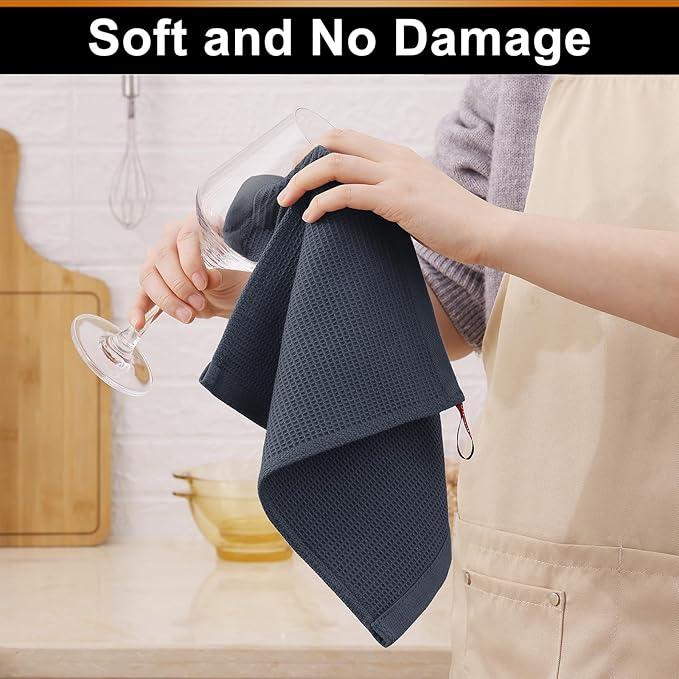 Homaxy 100% Cotton Waffle Weave Kitchen Towels - 12 Pack Soft and Absorbent Dish Towels - 16 x 26 Inches Quick Dry Hand Towels - Multiple Colour