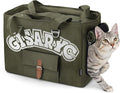 Dog Purse Carrier for Small Dogs, Cats and Puppies – Soft-Sided Foldable Pet Travel Bag with Multi Pockets, 3-Sided Mesh & Rollable Cover for Nervous Cats, Fits Pets up to 15 lbs (Olive Green)