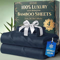 DECOLURE 100% Viscose Derived from Bamboo Sheets Twin Size - Luxury 4 Pc Naturally Cooling Sheets, Ultra Soft Bed Set - Deep 17" Pockets, Durable Double Stitching, Oeko Tex Standard (Navy Blue)
