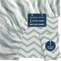 LANE LINEN Mercerized 100% Organic Cotton Queen Size Fitted Sheet only (+Pillowcases), Percale Weave, Soft & Breathable Fully Elasticized Reinforsed Seam Printed Fitted Sheet -Chevron (No Flat Sheet)