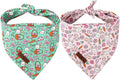 Lionet Paws Easter 2pcs Dog Bandanas, Pink Rabbit Dog Scarf Bib Premium Fabric,Cute Rabbit Claw Flower Bandanas for Medium Large Dogs Pets