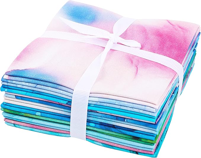 Craftido -25 Options- 100% Cotton Quilting Fabric Bundles 10pcs Fat Quarters 18”x21”-Medium Weight 5.2 oz- Soft Cotton for Quilting, Sewing Project, Patchwork, DIY Crafts - Rainbow Inks