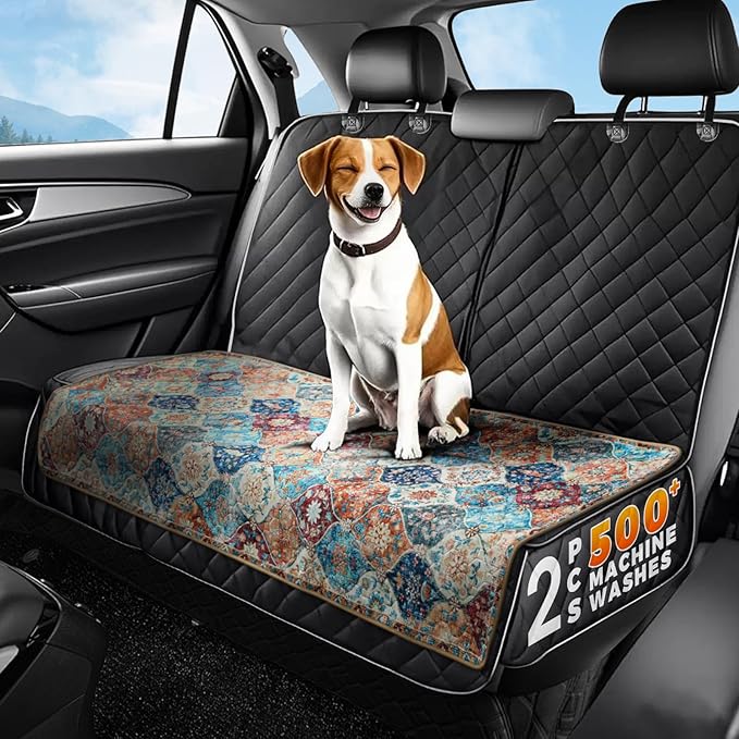 Hompet 2 Pack Waterproof & Absorbent Dog Car Seat Cover Mat, Fits Most Dog Car Hammocks, Washable Reusable Backseat Protector Pad, Quick Dry Leak-Proof Non-Slip Pet Travel Mat for Cars, 20"x60"