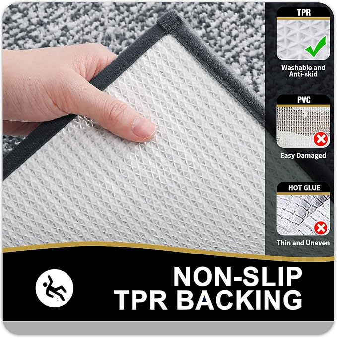 OLANLY Bathroom Rugs 59x20, Extra Soft and Absorbent Microfiber Bath Mat, Non-Slip, Machine Washable, Quick Dry Shaggy Bath Carpet, Suitable for Bathroom Floor, Tub, Shower (Runner, Dark Grey)