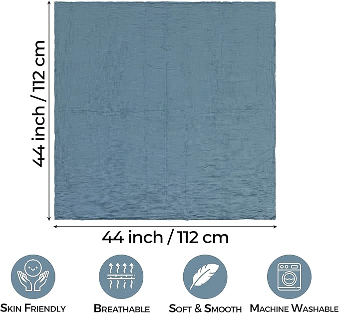 Dreamology Muslin Swaddle Blankets Boy,Girl,100% Cotton Swaddle Blankets,3 Pack,Receiving Blanket for Unisex, Soft, Breathable Swaddle Blanket,Large 44 x 44 inch Cotton Blanket | Blue,Light Blue,Ecru