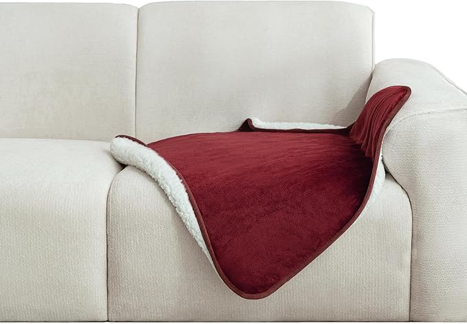 gogobunny Waterproof Pet Blanket for Small Dogs and Cats, Reversible Sherpa Fleece Soft Plush Throw for Couch Protection, Washable Furniture Protector (Romantic Red, 30x30 inches)