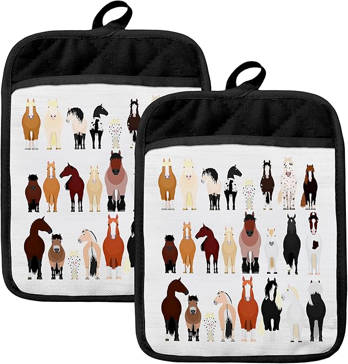 Horse Gifts Oven Mitts Set, Horse Gifts for Lovers Women, Farmhouse Heat Resistant Kitchen Oven Gloves for Baking and Cooking,Pot Holders