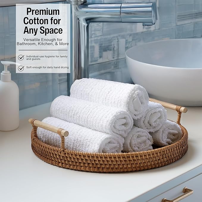 Bar Towels - Bar Mop Cleaning Kitchen Towels (12 Pack, 16" x 19”) - Premium Ring-Spun Cotton White Kitchen Bar Towels, Restaurant Cleaning Towels, Shop Towels and Rags - Bulk Bar Mop Set
