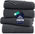 DAN River Extra Large Bath Towels Set of 4, 30 x 60 Inches - 100% Cotton Larger & Lighter Weight Towels for Bathroom - Quicker to Dry, Super Soft & Highly Absorbent Towels for Home, Charcoal
