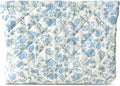 HAPPYHEIDI Cotton Quilted Makeup Bag Cosmetic Toiletry Travel Pouch Purse accessory Organizer, Little Blue Orchids