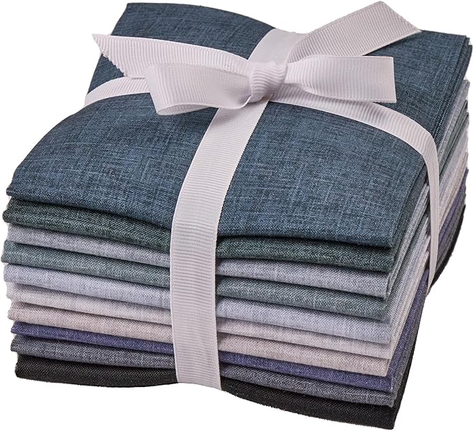 Craftido - 11 Options Solids with Tweed Tonals - Assorted Color Cotton Quilting Fabric Bundles 10pcs Fat Quarters 18"x21" - Medium Weight 5.2oz - for Quilting, Sewing and Crafts - Monochrome