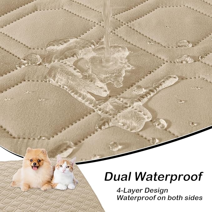 hyha Waterproof Dog Bed Blanket, Soft Pet Blankets, Waterproof Couch Cover for Dogs, Reversible Sofa Covers Washable for Furniture (82x120 Inch, Taupe/Beige)