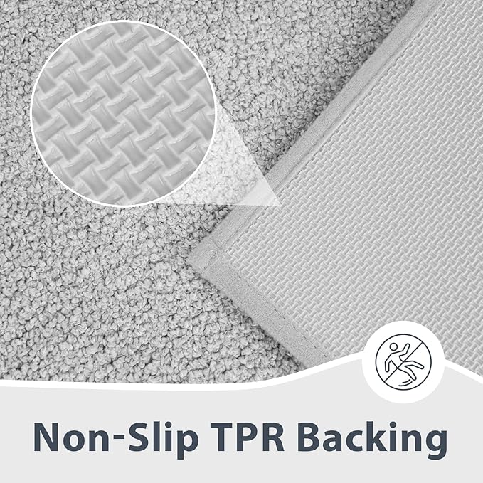 anllugs Bathroom Rugs 30" x 46", Non-Slip Extra Soft Absorbent Bath Rugs, Machine Washable Quick Dry Bath Mats for Bathroom Floor, Shower, Bathtub and Sink, Light Grey & Grey