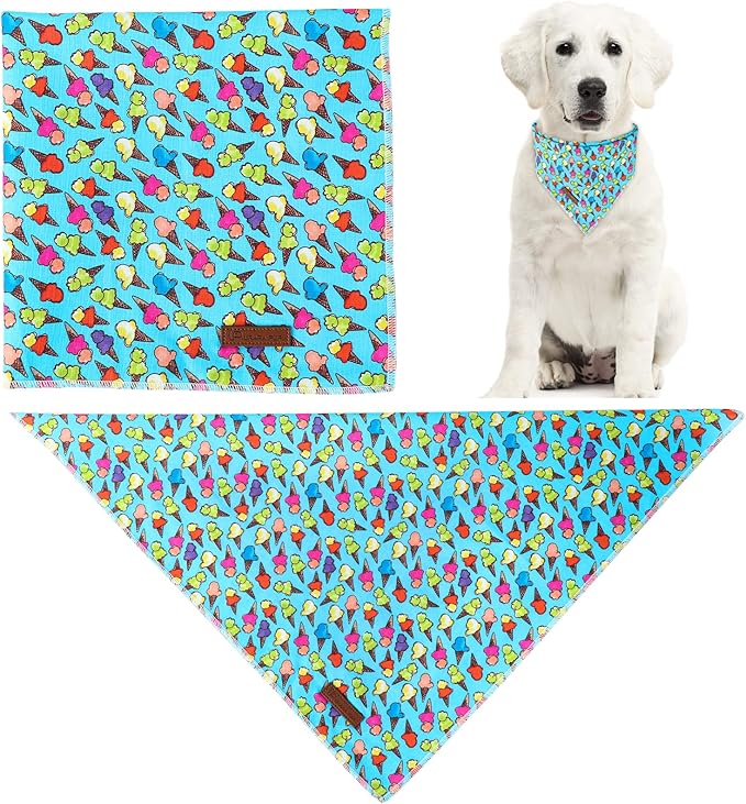 UP URARA PUP Summer Dog Bandana, Hawaii Bandana for Small Medium Dog, Cute Blue Puppy Bandana, Cotton Adorable Pet Triangle Bid Scarf Kerchief for Girl Boy Dogs or Cats