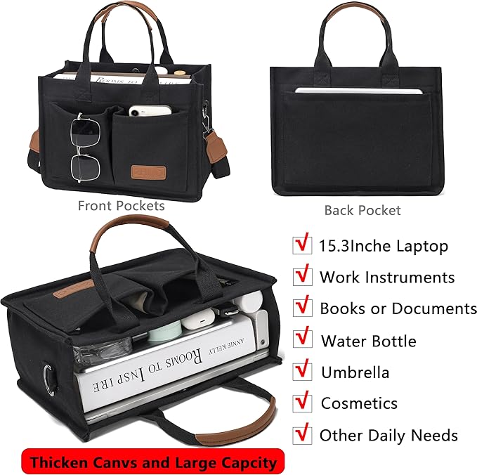 ZHMO Canvas Tote Bag for Women,Women's Bags Crossbody Bags Work Laptop Tote Bag Large Handbags Purse for Travel Nurse Teacher