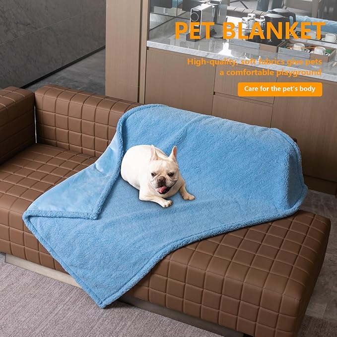 Maidewow Waterproof Dog Bed Cover Pet Jacquard Blankets for Couch Reversible Pets Puppy Blankets Leakproof Sofa Couch Washable Cover Cat Doggie Blanket for Warm-Lake Blue,XXL