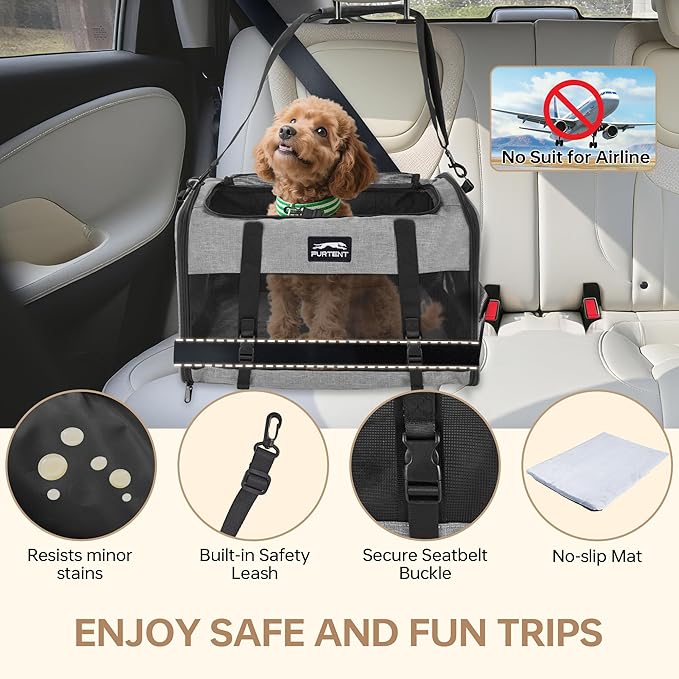 Furtent Soft Sided Two Cats Dog Carrier up to 25 lbs, Portable Mesh Pet Travel Bag for Medium Puppy Big Cats, Collapsible Puppy Crate Home Outdoor 20x13x13in, Grey