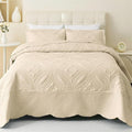 Cmfshape Oversize King Bedspread 120"x120",3 Piece California King Quilt,Lightweight Beige Quilt Set for All Season,Modern Coin Pattern Bedding Set(1 Quilt,2 Pillowshams)
