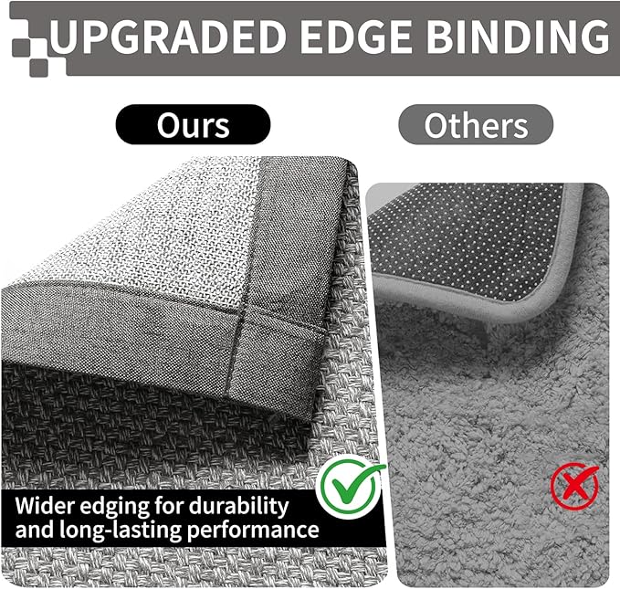 Washable Area Rug 6x9 Large Jute Like Rug for Living Room, Soft Non Slip Rugs Carpet for Dining Room Bedroom Cotton Boho Woven Braided Rugs Home Office Decor, Grey