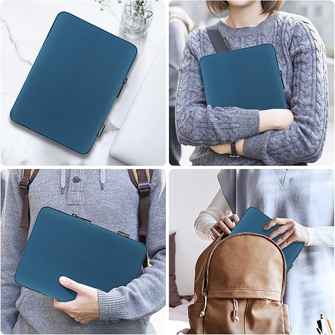 MoKo 13 Inch Tablet Sleeve Fits 13inch iPad Air M3 2025, iPad Pro M4/Air M2 2024, iPad Pro 12.9, Galaxy Tab S8+/S9+ 12.4, Polyester Bag Fit with Apple Pencil or Smart Keyboard, Peacock Blue