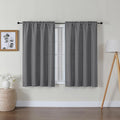 Lecloud Bessie Dark Grey Curtains 45 Inch Length 2 Panels, Light Filtering Curtains for Bedroom, Faux Linen Textured Window Drapes Rod Pocket, Window Treatments for Small Windows, Each 30 W x 45 L