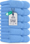 DAN RIVER 6-Pack Premium Hand Towels (16x28 Inches) - 100% Cotton, Ultra Soft, Lightweight, Highly Absorbent Towels for Bathroom, Spa, Gym, Salon, Hotel, and Travel - Medium Blue