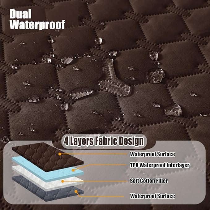 Smiry Waterproof Dog Bed Cover Blanket, Soft Reversible Pet Blanket, Washable Leakproof Cats Dogs Couch Cover for Sofa, Couch, Furniture, Plaid (30x70 Inch, Chocolate/Dark Grey)