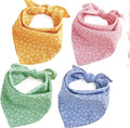 4PCS Fall Dog Bandanas Cat Birthday Cute Soft Cotton Puppy Scarfs Washable Daily Handkerchief Pink Green Blue Khaki Comfortable Gifts, Adjustable Accessories for Small Medium Large Girl Boy Pup Pet