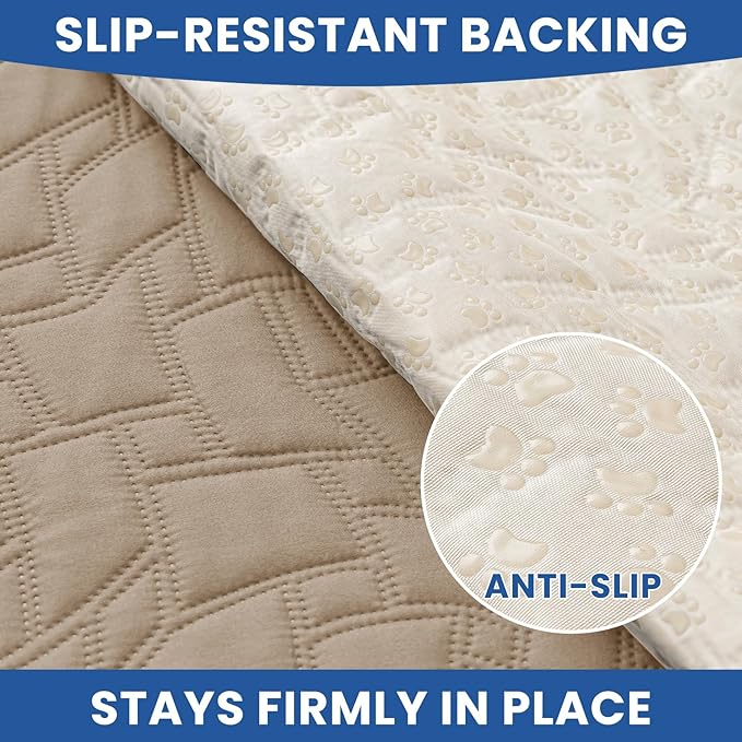 CYCMACO Waterproof Couch Covers for Pets, Waterproof Dog Bed Cover, Anti-Slip Soft Dog Blankets, Couch Cover for Dogs Washable, Pet Blanket for Puppy Large Dogs Cat (30x53 Inch, Khaki)
