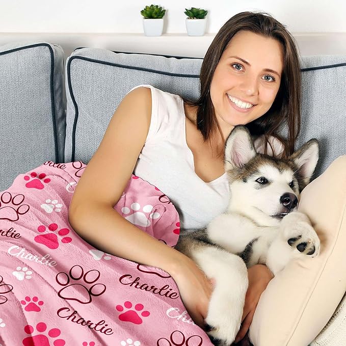 GlisterGlow Personalized Dog Blanket, Customized Pet Blankets with Name Picture, Throw Blanket for Small Medium Large Dog Puppy Cat