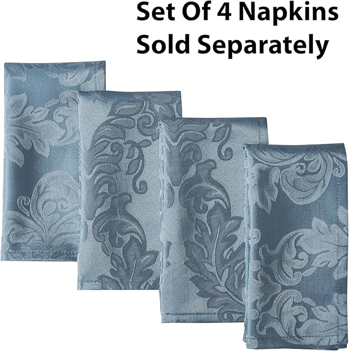 Newbridge Barcelona Damask Fabric Tablecloth, 60 x 144 Inch Rectangle, Blue – No Iron, Soil Resistant Table Cover for Dining, Parties and Holidays