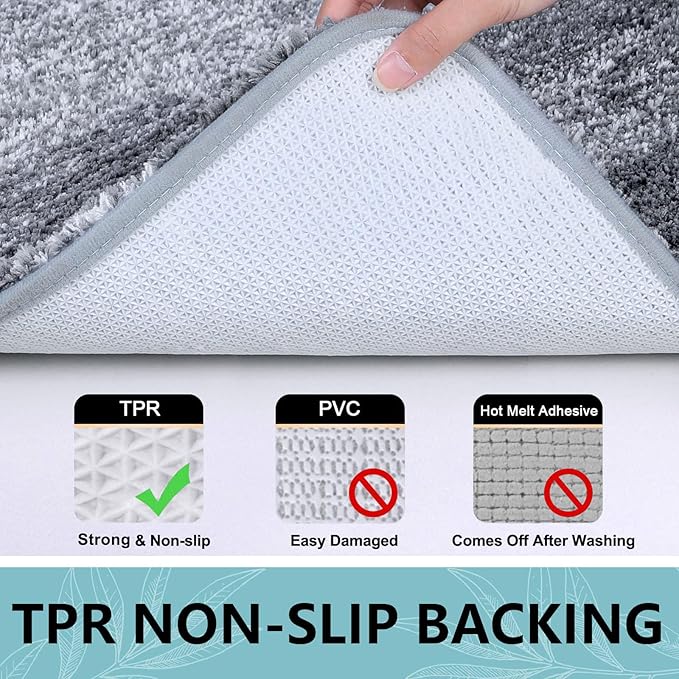 Arotive Microfiber Bathroom Rugs, Shaggy Soft and Absorbent Bath Rug, Non-Slip, Thick Plush Machine Washable Dry Bath Mats for Bathroom, Tub and Shower, 40x24, Grey, Rectangular