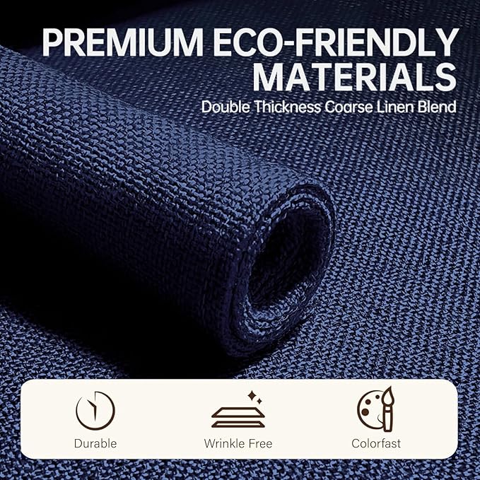 Blue Forest | Rectangular Faux Linen Placemats Set of 4 | Dual- Layered Thickened for Durability | Heat Resistant | Machine Washable | Wrinkle Free for Easy Care Indoor/Outdoor Use - NavyBlue