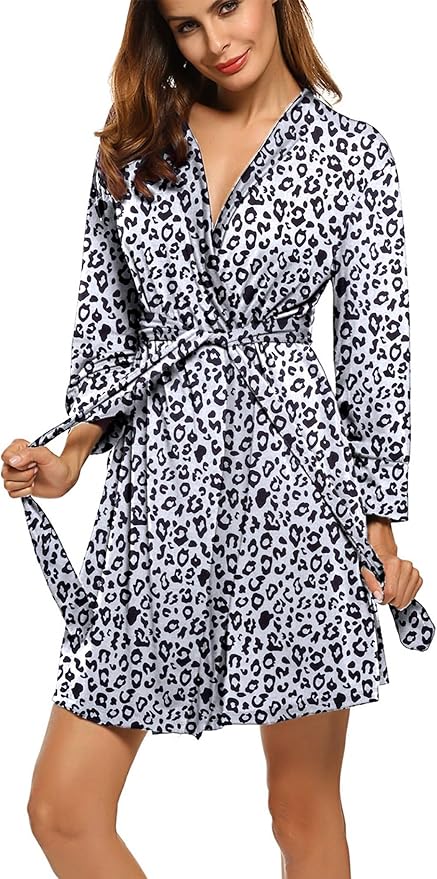 HOTOUCH Womens Robe Lightweight Short Knit Bathrobe Soft Ladies Sleepwear with Pockets