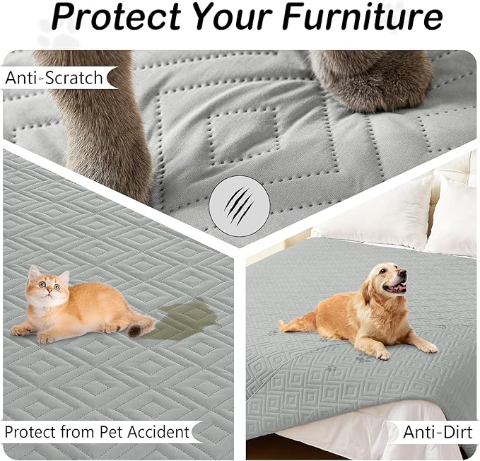 hyha Waterproof Dog Blanket, Soft Dog Bed Cover Pet Blankets, Waterproof Sofa Couch Cover for Dogs Washable, Reversible Pet Couch Covers for Sofa Furniture (30x70 Inch, Grey/Grey)