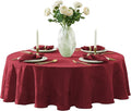 Newbridge Barcelona Damask Fabric Tablecloth, 90 Inch Round, Burgundy – No Iron, Soil Resistant Table Cover for Dining, Parties and Holidays