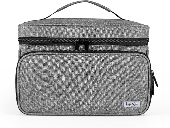 LUXJA Medicine Bag with 2 Detachable Clear Pouches, Pill Bottle Organizer with Detachable Dividers (Suitable for Home or Travel Use), Gray