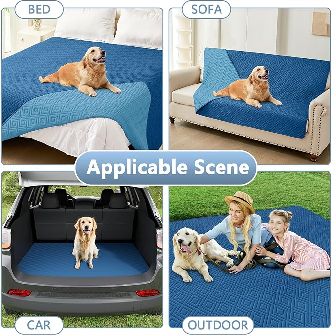 hyha Waterproof Dog Blanket, Soft Dog Bed Cover Pet Blankets, Waterproof Sofa Couch Cover for Dogs Washable, Reversible Pet Couch Covers for Sofa Furniture (40x70 Inch, Navy Blue/Blue)